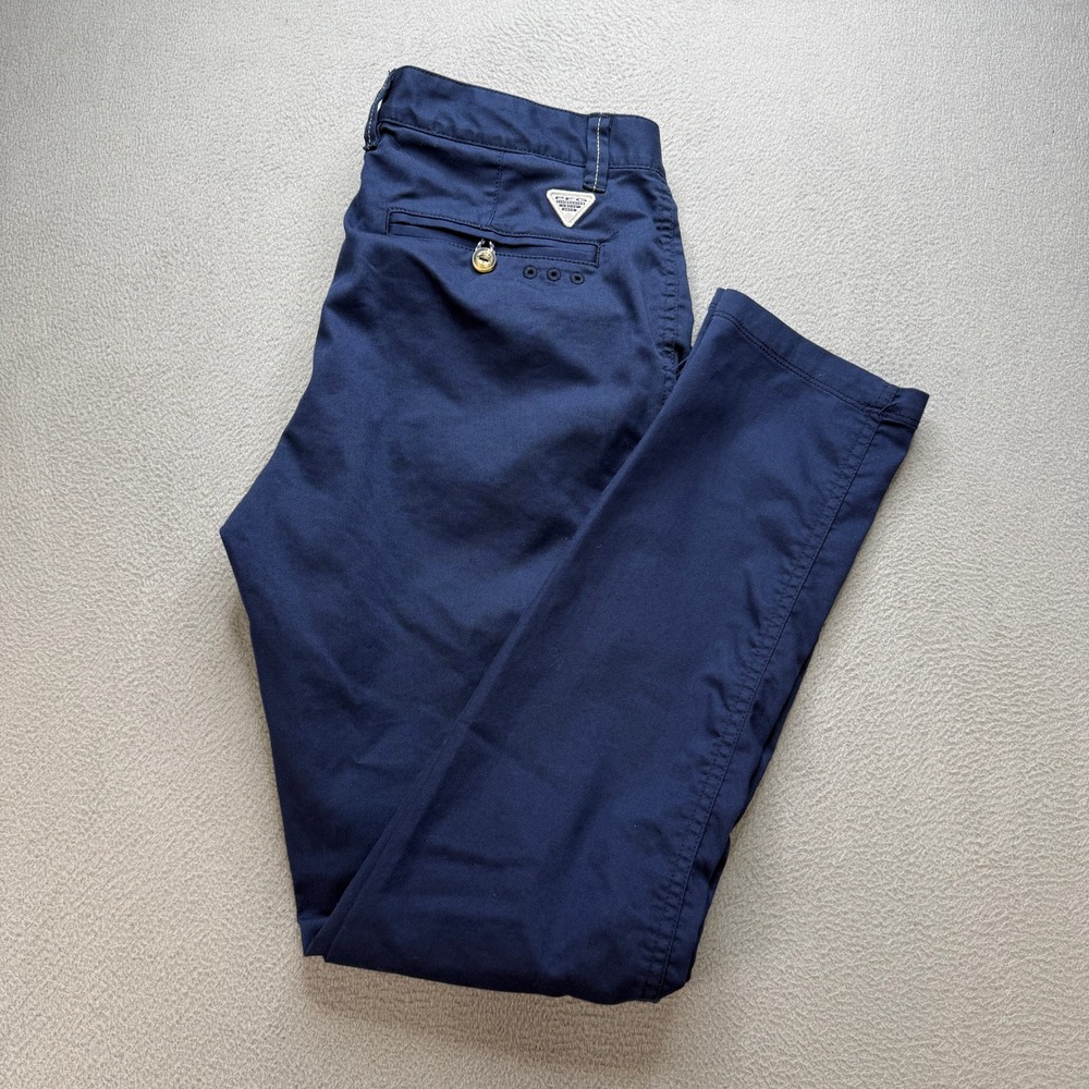 Columbia PFG Pants Womens 8 Blue Cotton Blend Performance Fishing Gear Chinos